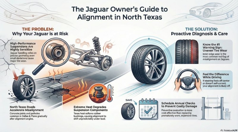 Expert Jaguar seřizování a servis pneumatik v Plano, Dallas a White Rock 